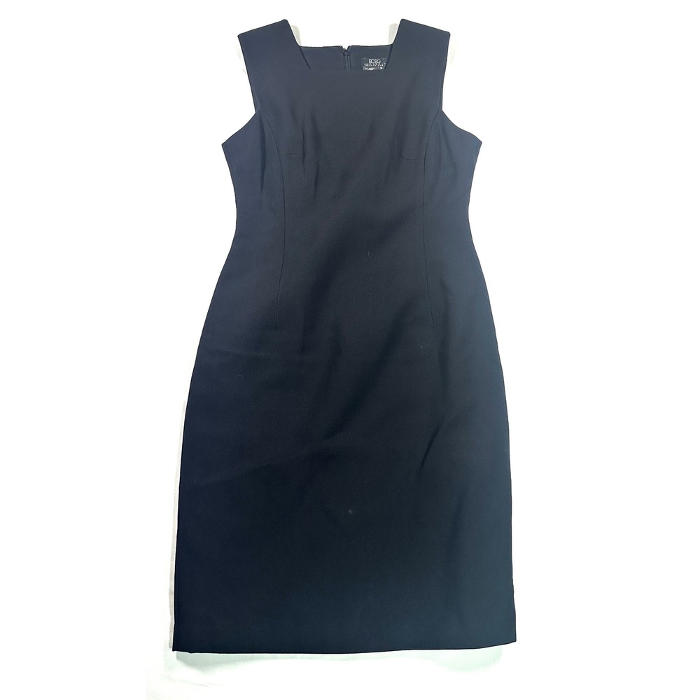 BCBG Max Azria Essentials Black Sleeveless Sheath Dress Square Neck Size 6